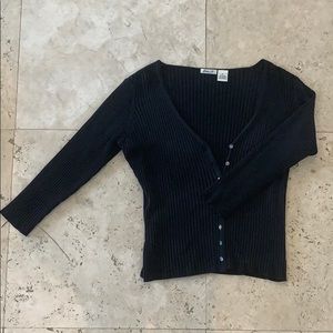 Ribbed black cardigan/top